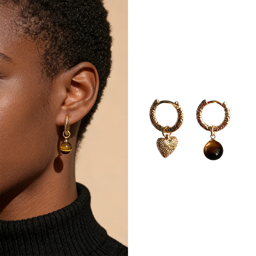 Boucles d’Oreilles Créoles Dual Orbit Œil de Tigre