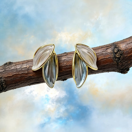 Boucles d’Oreilles Feuille Azur