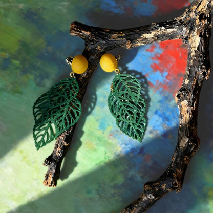 Boucles d’Oreilles Feuille Verdant