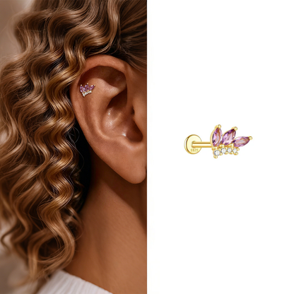 Boucle d’Oreille Clou Couronne Améthyste