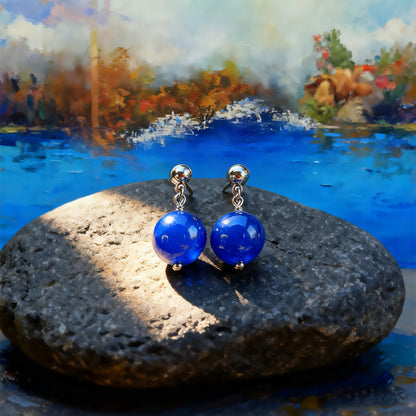 Boucles d’oreilles Sphère Bleue