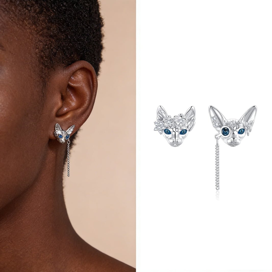 Boucles d’oreilles renard asymétriques