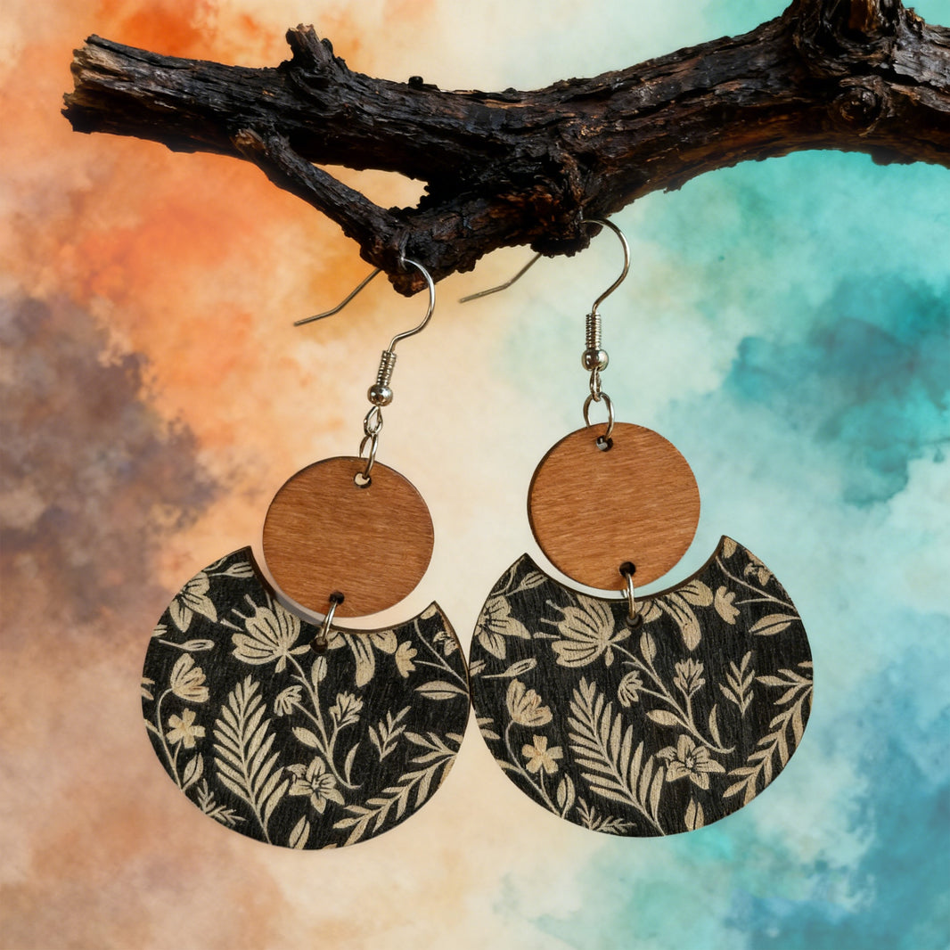 Boucles d’Oreilles Bois Botanique
