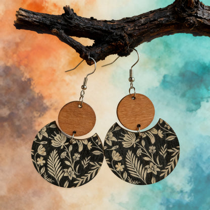Boucles d’Oreilles Bois Botanique
