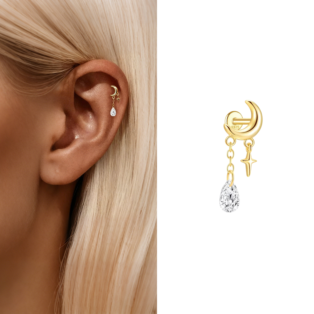Boucle d’Oreille Clou Cascade Lunaire