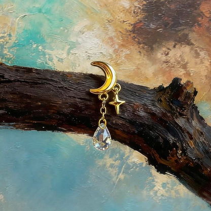 Boucle d’Oreille Clou Cascade Lunaire