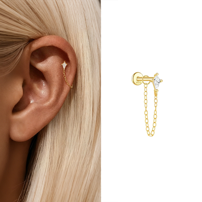 Boucle d’Oreille Clou Chaîne Linéaire