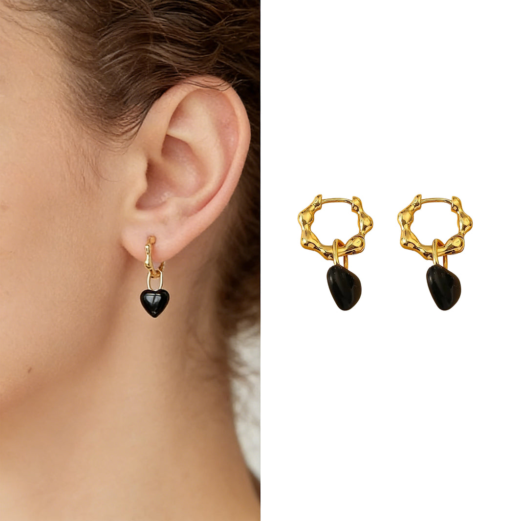 Boucles d’oreilles Créoles Cœur Noir